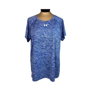 Under Armour Womens Twisted Tech Locker Tee In Space Dyed Blue Size L